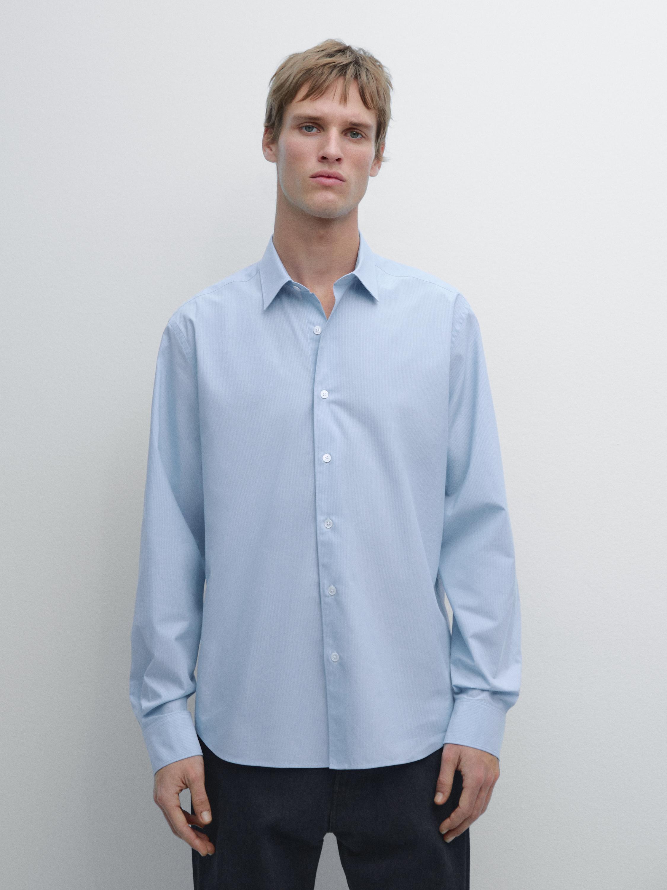 Regular fit striped poplin shirt